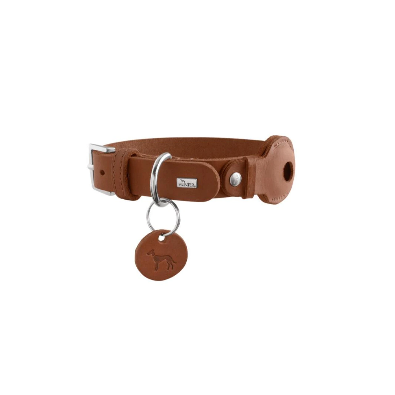 Hunter Viborg AirTag Halsbånd Cognac M 55 - Justerbar 42-48 cm